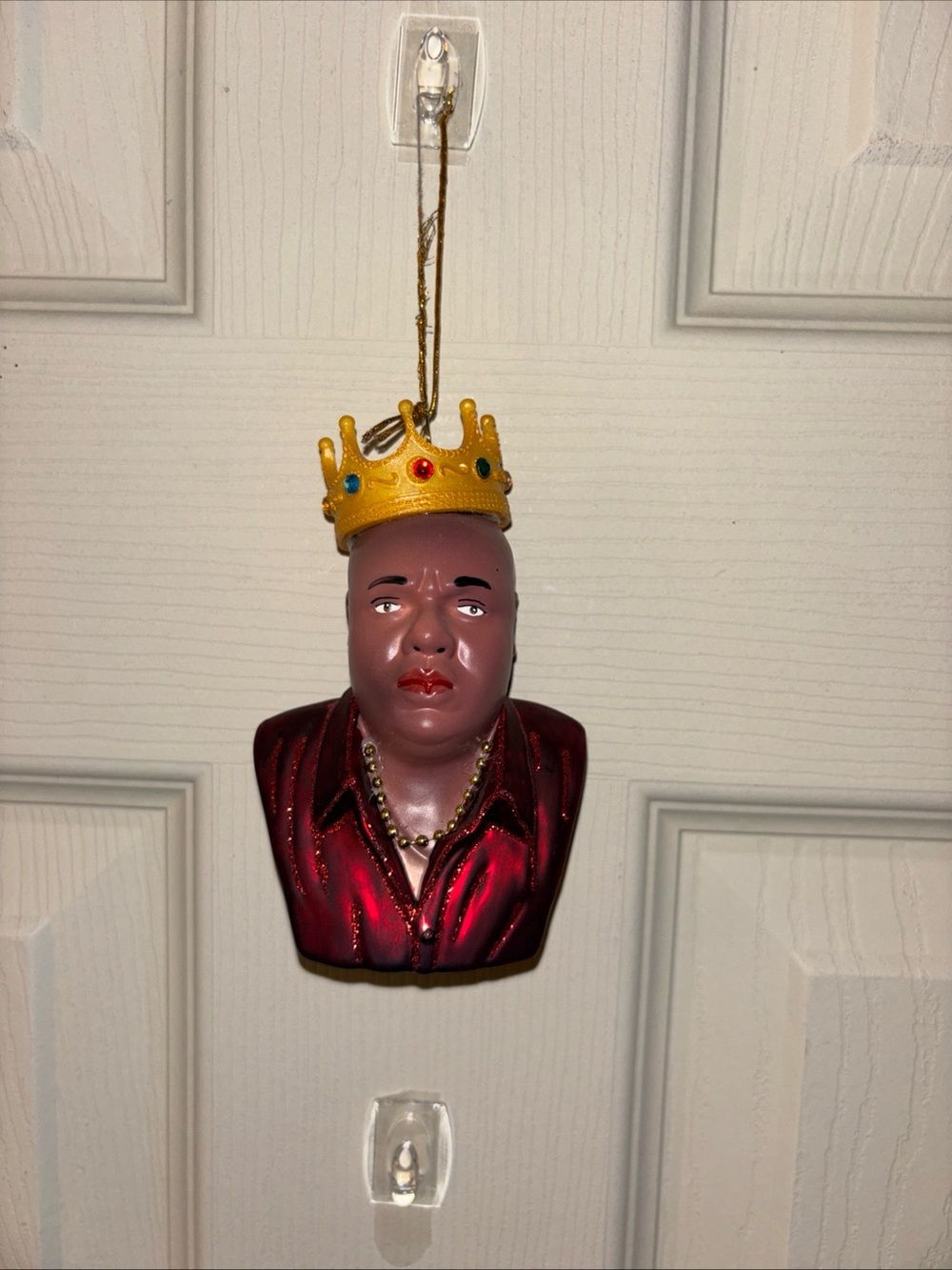 Regal Red Bust Ornament with Gold Crown - Holiday Home Décor